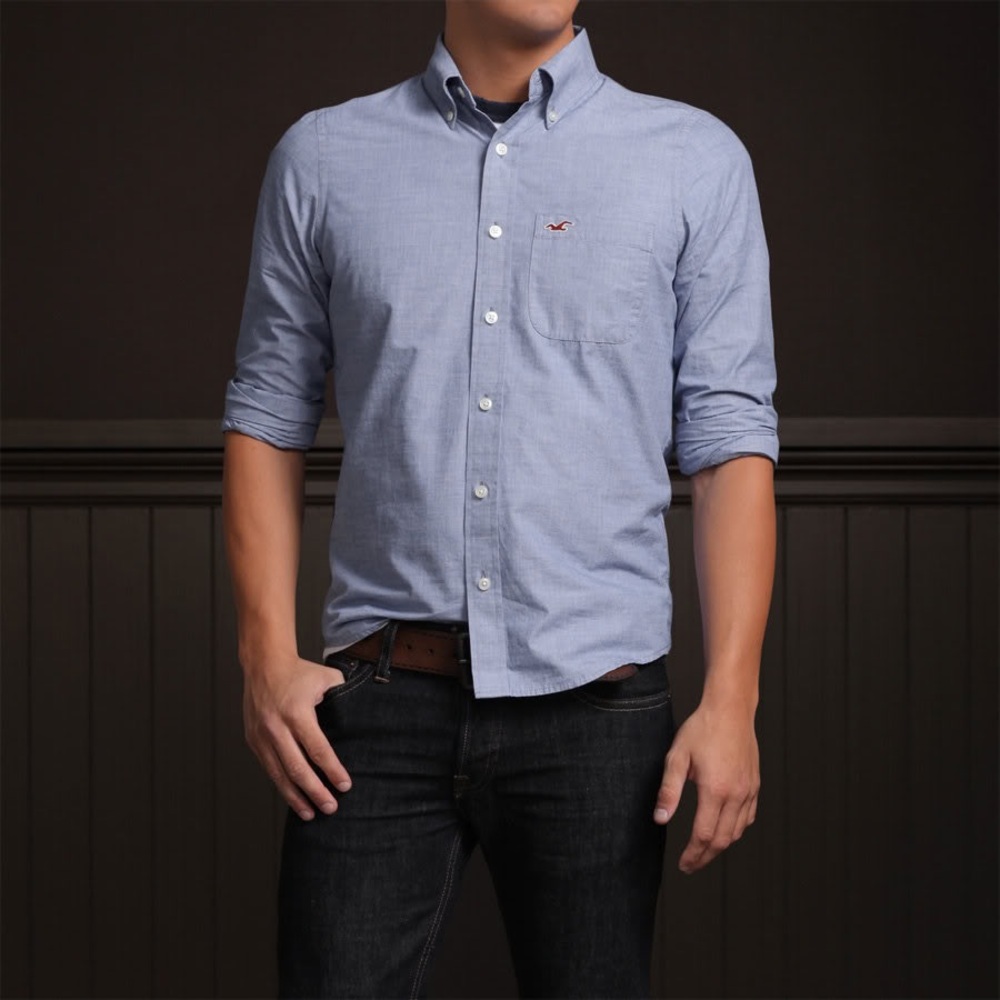 Hollister Men’s Oxford Slim Fit Shirt Blue Medium